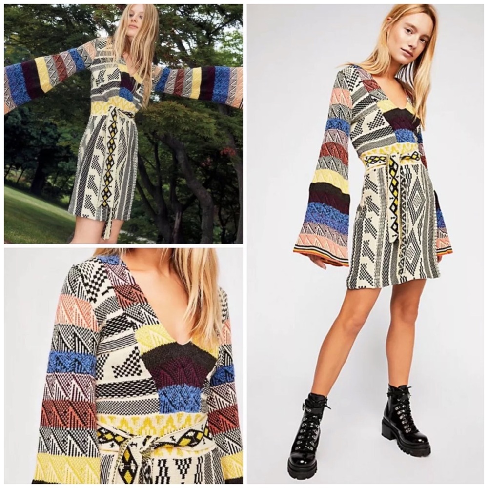 Free People Patchwork Sweater Dress #29 - Picture 1 of 6